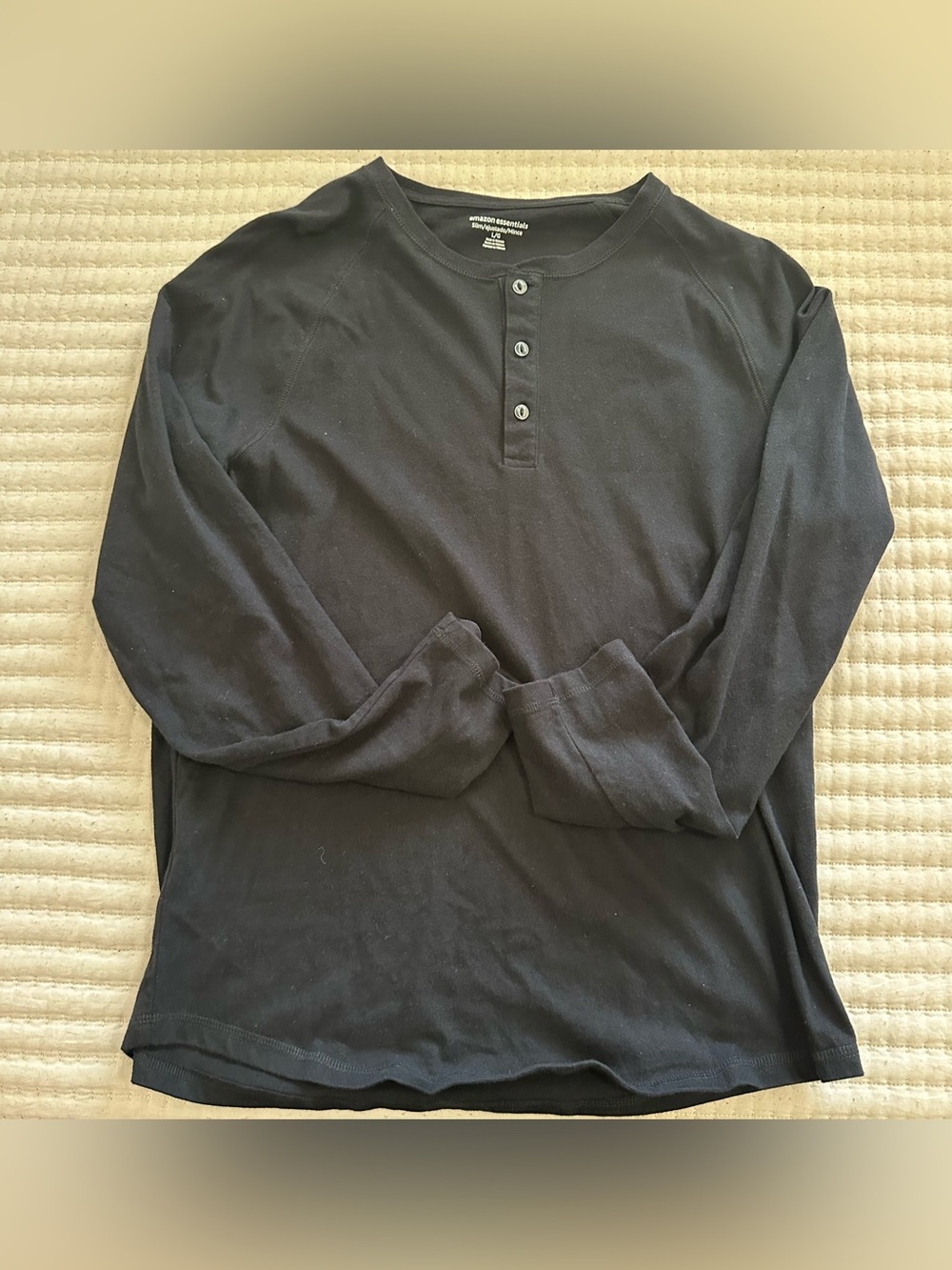 Amazon Essentials Black Long-Sleeve Henley Shirt